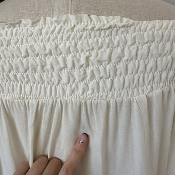 Laurie & Joe Embroidered Off Shoulder Smock Top Silk Tunic Eyelet France - Picture 10 of 10